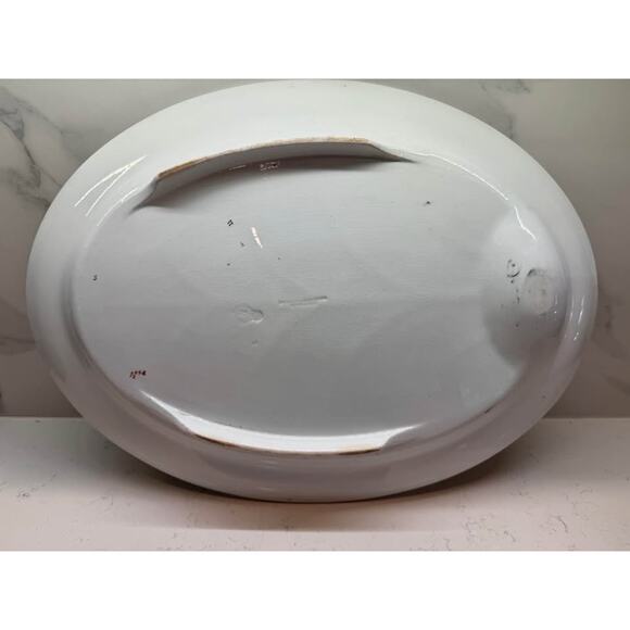 Brown Westhead Moore & Co 1860’s Antique LARGE Serving Platter Greek Key Floral - Picture 6 of 8